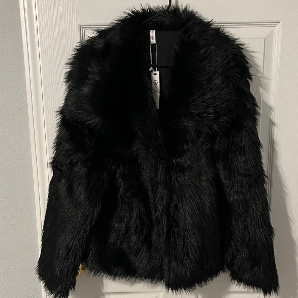 Black Faux Fur Teddy Jacket Coat